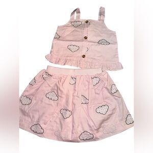 My little pony 2pc set Pink Cloud Print Top and Skirt Set